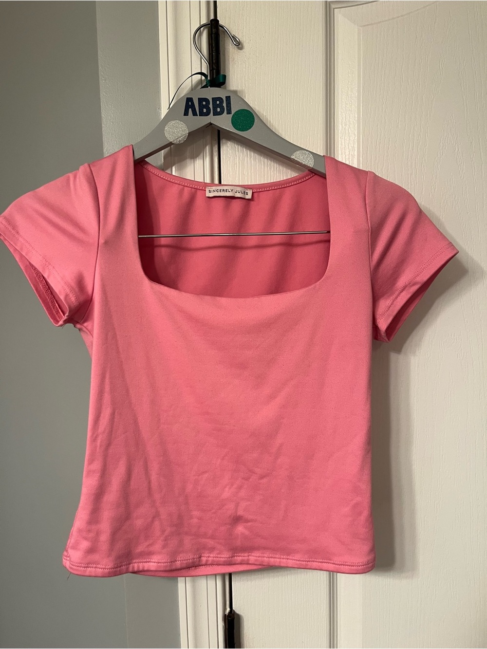Sincerly Jules Bubblegum Pink Square Neck Crop Top
